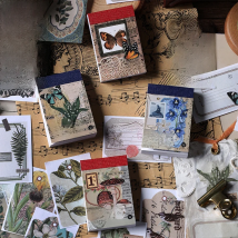 Mr.paper 4 Styles 50pcs/book Vintage Butterfly Washi Sticker Book Aesthetic Plant DIY Hand Account Material Decorative Stickers