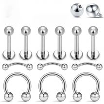 10PCS G23 Titanium Eyebrow Piercing Jewelry Nose Septum Piercing Ring C Rod 16G ASTM F136 Women Labret Lip Stud Wholesale