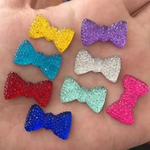 40PCS 12*20mm Shiny Resin Bow Flatback Rhinestone Scrapbook Wedding Embellishment DIY Applique Jewelry Making Accessories Crafts