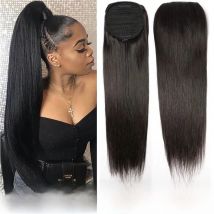 Straight Ponytail Human Hair Extensions Drawstring Ponytail Extensions For Women Clip In Ponytail Hair Extensions 8 to 32 Inch