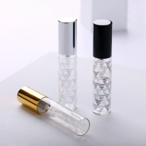 100PCS/Lot 10ml Clear Glass Atomizer Bottle Colored Dots Aluminum Cap Spray Perfume Bottle Travel Bottles Container
