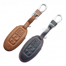 ATOBABI Leather Car Key Case Keychain For Nissan Serena Elgrand Roox 2020 4 Buttons Smart Keyless Remote Control Protector Cover