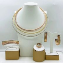 High Quality Brazilian Jewelry Set 3 Colors 3 Pieces Necklace for Women African Party Accessories Daily Wear Free Shipping