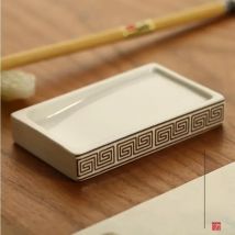 White porcelain inkstone table portable white inkstone ink cartridge inkstone platform students with calligraphy ink butterfly