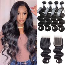 Yyong Körper wellen bündel mit Verschluss brasilia nisches Haar weben Bündel mit Spitzen verschluss 4x4 remy Menschenhaar bündel mit Verschluss