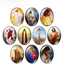 Religious Figures Jesue Cross Faith Christ 13x18mm/18x25mm/30x40mm Oval photo glass cabochon demo flat back Making findings