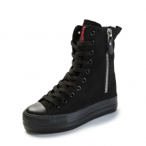 New High-top All Black Side Zip Canvas Shoes Women's Shoes Platform Shoes Student Shoes Sneakers Women 2022 Platform Sneakers