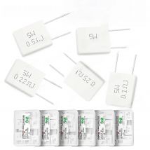 10Pcs 5W 5% Cement Wirewound Resistors 0.1 0.15 0.22 0.25 0.33 0.5 Ohm R 5Watt Non Inductive Fixed Wire Wound Ceramic Resistance