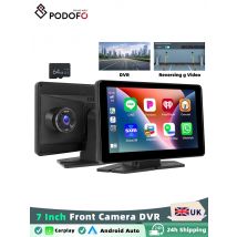 Podofo Wireless CarPlay Android Auto Portable Smart Player 7 Inch Apple Airplay Car Stereo Multimedia Player Support Rear Camera