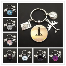 New global hot sale keychain travel exploration glass dome keychain airplane globe keychain fashion flight attendant gift