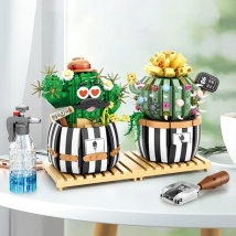 Creative Building Blocks Succulent Cactus 3D Model Mini Bonsai Simulation Green Plant Flower Home Decoration Children's Toy Gift