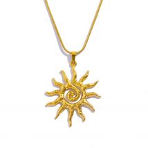Spiral Sun Pendant Necklace for Women - 18K Gold Plated Hypoallergenic Stainless Steel, Daily Wear & Boho Gift Ideas Jewelry