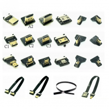 Ribbon Flat FPV HDMI-Compatible Connector Flexible Cable Raspberry Pi 4 Micro HD To HD/Mini -Compatible Female 90 Degree FFC 20p