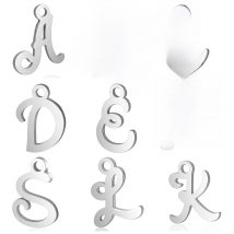 10pcs/lot 316 Stainless Steel Alphabet Charms Laser Cutting Initial A-Z Letter DIY Jewelry Making Finding Wholesale