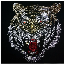 22.5*24cm tiger head rhinestones motif hot fix rhinestone applique hot fix rhinestone motif iron on transfer patches