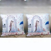 Two-sides printing Custom cushion cover with your wedding pictures Text Logo or Image 18" Personalized pillow case for sofa bed