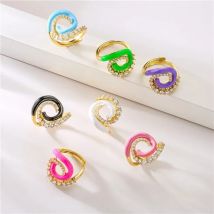 HECHENG, Crystal Open Ring Square Rectangle Summer Ins Y2K Candy Color Enamel Multicolor Colorful Accessories Fashion Jewelry