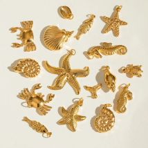 CARLIDANA High Quality Summer Fashion Charm Starfish Shell Stainless Steel 18k Gold Color New Style Pendant DIY Jewelry Necklace