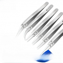 Anti-Static Ceramic Tweezers Stainless Steel Industrial Ceramic Tweezers Insulated Straight/Curved Tip Black-Whit Tweezers