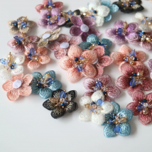 4pcs DIY organza 3D flower Patches for clothing sew on Embroidery lace patches  bags decorative parches appliques badge