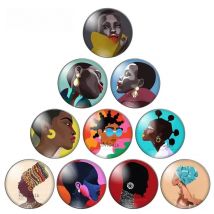 Beautiful African Modern Girls Image Round Glass Gems Cabochon Dome Demo Flat DIY Jewelry Accessories 12mm/14mm/16mm/20mm/25mm