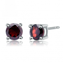 Gem's Ballet 5mm 1.28Ct Round Natural Red Garnet Gemstone Stud Earrings Genuine 925 Sterling Silver Fashion Jewelry for Women