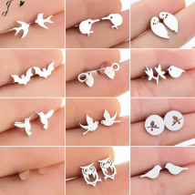 Multiple Mini Stainless Steel Bird Jewelry Earrings 2024 Trend For Women Girls Cute Crane Parrot Bee Hummingbird Studs oorbellen