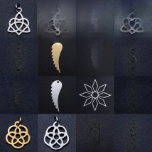 5pcs/lot Star Skull Crystal DIY Charms Wholesale Stainless Steel Luck Dream Hope Knot Pendant Boy Girl Angel Wing Lotus Charm