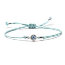 Dainty Copper Evil Eye Blue CZ Crystal Charm Bracelet Women Men Cute Sun Flower Zircon Braided Slide Knot Friendship Bracelet