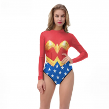 NADANBAO Sexy Red Surfing One Piece Swimsuit  Wonder Swimwear Women Swimsuit Long Sleeves Printed Summer Beach Wear Swim Suit