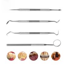 Stainless Steel Dentist Clean Tools Dental Mirror Double Probe Sickle Hoe Tooth Cleaner Dental Tool Products Oral Care Kit