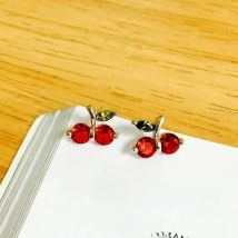100% 925 Sterling Silver Prevent Allergy Red cherry Brincos Stud Earrings for Women Wedding Earrings Jewelry Accessories