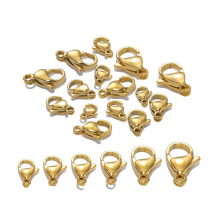 25pcs 18K Gold Stainless Steel Lobster Clasps Hooks for DIY Necklace Bracelet Chains Fashion Jewelry Making Findings Supplies