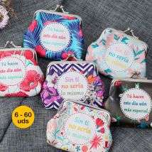 Lote de 6 a 36 unidades de monederos pequeños mujer, monederos con frases, Regalos comunión para mujer, Detalles de comunión mujeres, Detalles boda invitadas, Recuerdos de bautizo mujer, Regalos