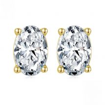 ORSA JEWELS 925 Sterling Silver Clear Oval AAAA CZ Stud Earrings for Women Simple Wedding Anniversary Silver Fine Jewelry APE58