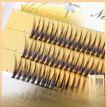 Grafting World   Cross Simulation Thick Fish Tail  False Eyelashes Natural Imitation Mink Fur Soft Curly Swallowtail 120 Sets Of