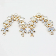 LKERAN New 1pc Milky White Crystal Pearl Shoes Connectors / Bikini Buckle Accessories Diy Metal For Swimsuit Contest Decorative