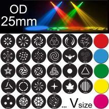 25mm Metall-Musterplatte Gobo für Farblichtprojektor Moving Head Spot Beam LED Rotierend DJ Disco Club Party Bühnenlichtshow