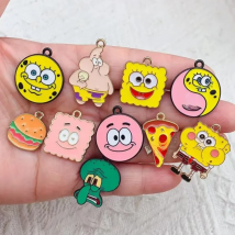 10PCS SpongeBob Patrick Star Cartoon Anime Characters DIY Accessories Necklace Accessories Keychain