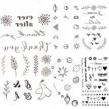 25 Desgin Cool Letter Temporary Leaves Tattoo Branch Flower Waterproof Tattoo Women Body Arm Art Finger Tatto Stickers Men Hand