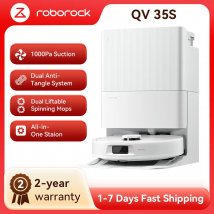 roborock QV 35S (Aggiornamento del Qrevo Plus) Robot aspirapolvere, potenza di aspirazione di 1000 Pa, spazzole anti-groviglio, mop rotanti sollevabili, evitamento intelligente degli ostacoli, base di