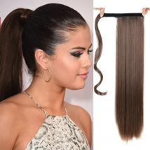 Synthetic Straight Long Natural Hair Ponytail Extension Wrap Around Clip in Hair Piece Curly Pony Tail For Woman Fake Hairpiece