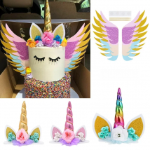 Unicorn Cake Topper Rainbow Horn Kids Girl Birthday Party Cake Decoration Tools Baby Shower Wedding Unicorn Theme Party Supplies