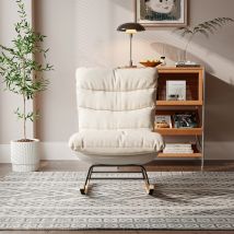 Sedia a dondolo in legno Aura con schienale alto Poltrona con gonna lounge Poltrona relax per soggiorno Camera da letto Balcone