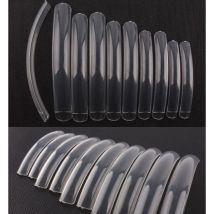 100pcs 4XL Extre Long C-Curve False Nails Tips 10 Sizes Square Artificial Manicure Clear-Natural Acrylic Half Cover Fake Nails
