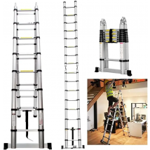 Ladder A Frame Telescopic Ladder 3.8m Aluminum Telescoping Extension Ladder Multi-Purpose with