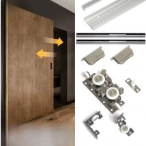 1Set Invisible Track Floating Ghost Sliding Door Roller Wheels Kit Two Way Soft Closing