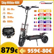 6000W Potente Scooter Elettrico 60V 38Ah Velocità Massima 85 km/h 100 km Portata 11 ''Pneumatico Doppio Ammortizzante Pieghevole EScooter per Adulti