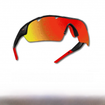 POWER RACE - FALCON sports sunglasses cycling and running | FullRevo Red Revo | Grilamid TR90 | Air Control | 3 lenses (Original + transparent + dark) adjustable Bridge | Light Weight | Cover |