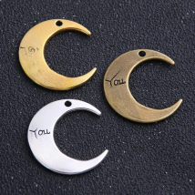 6pieces/lot  27*30mm Vintage Metal Alloy Moon "I Love You" Cameo Letter Charms Jewelry Pendants Findings